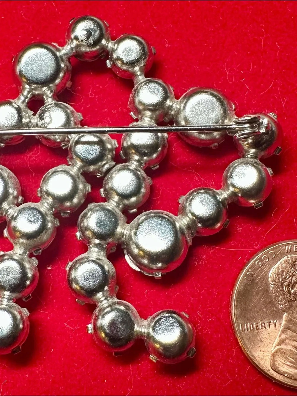 Unique Vintage Green and Clear Rhinestones Cluster Brooch
